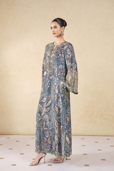 Turaya Silk Kaftan - Powder Blue
